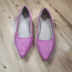 SHEIN | Pink Suede Pointed Flats